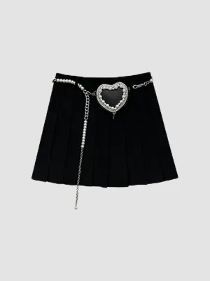 Love Chain Black Pleated Skirt