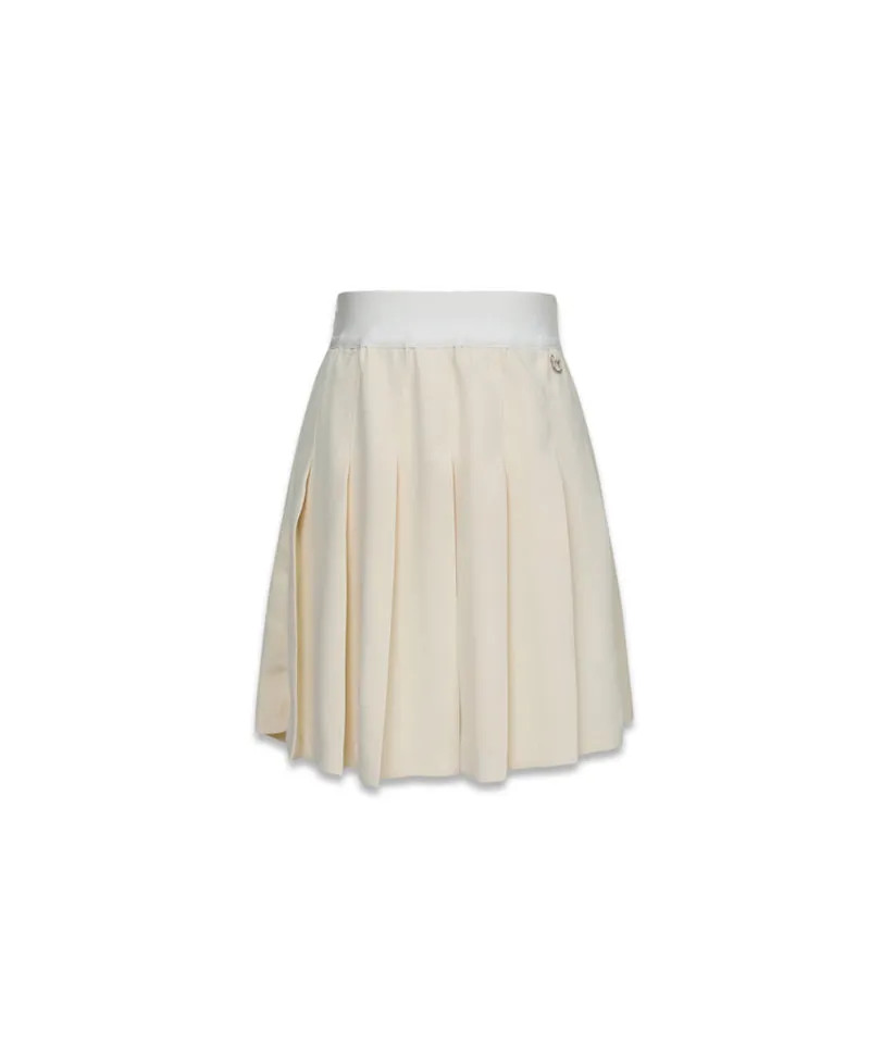 MACKY Golf: Pleated Banded Skirt - Ivory