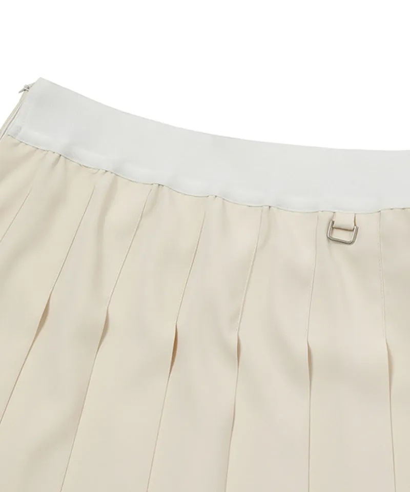 MACKY Golf: Pleated Banded Skirt - Ivory