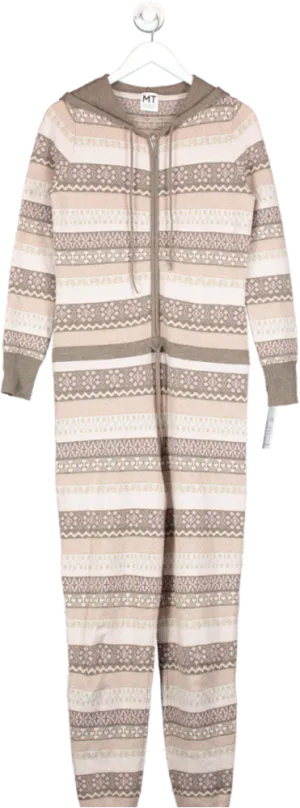 MADELEINE THOMPSON Brown Hooded cashmere onesie UK S