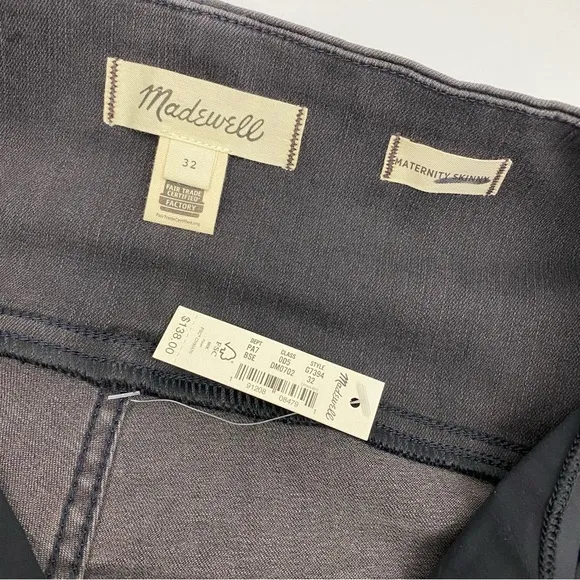 Madewell Maternity Over-the-Belly Distressed Skinny Jeans in Black Sea Grey
