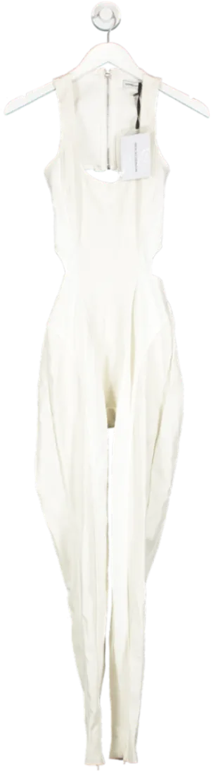 maniere de voir White Vegan Leather Cut Out Jumpsuit UK 6