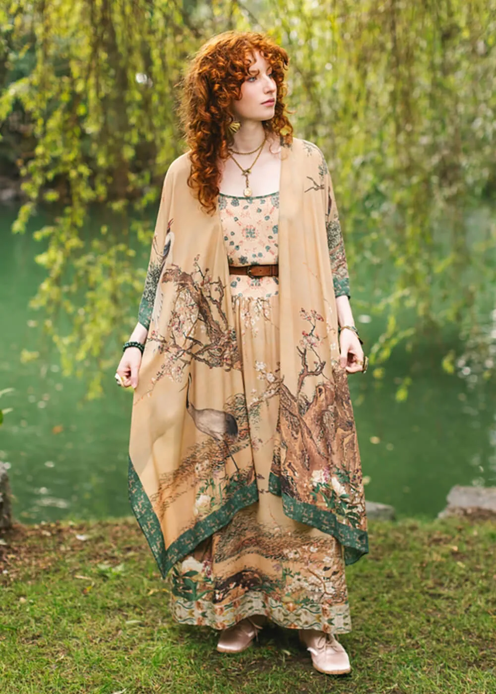 Market Of Stars Fable Bohemian Goddess Midi Kimono Bruin