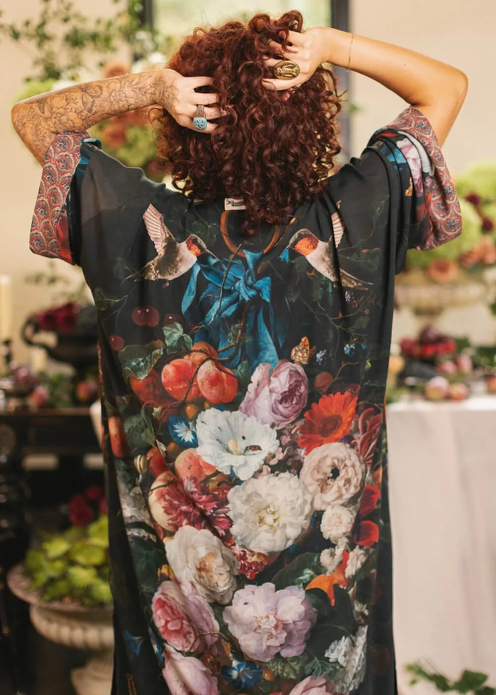 Market Of Stars Flight of Fancy Long Kimono Black