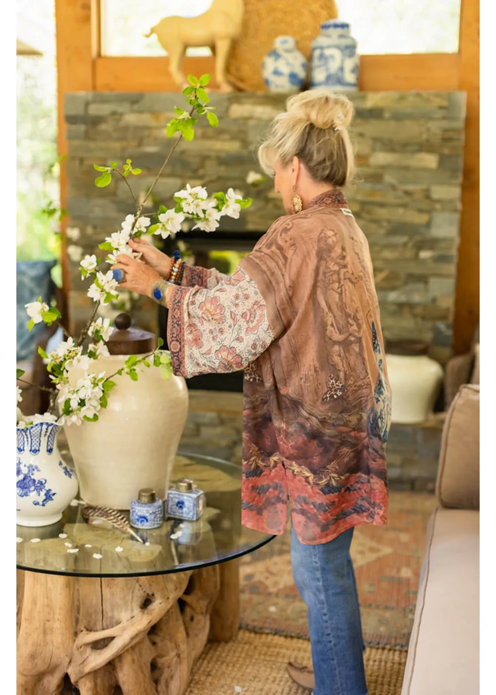 Market Of Stars The Storyteller Midi Kimono Brown
