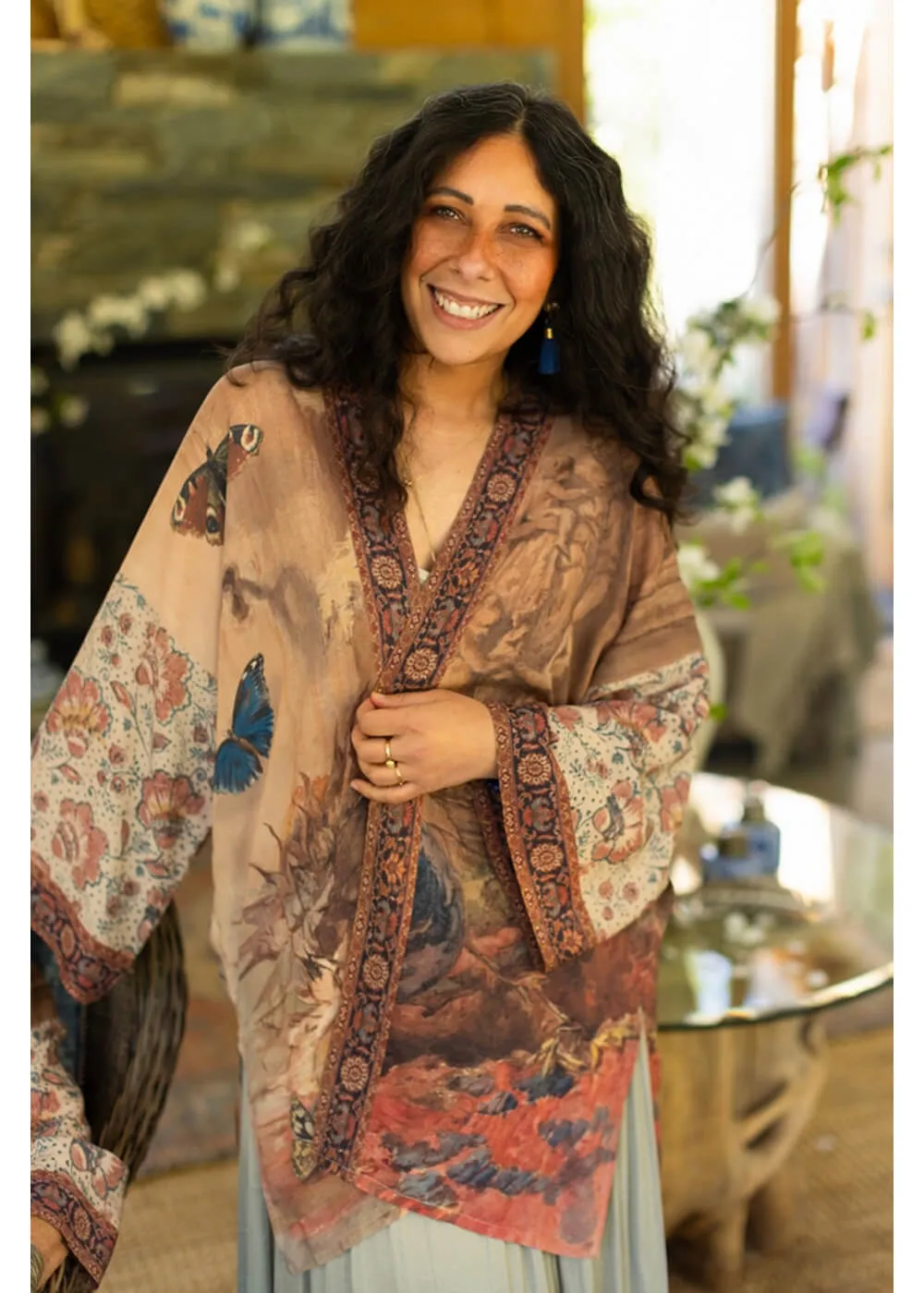 Market Of Stars The Storyteller Midi Kimono Brown