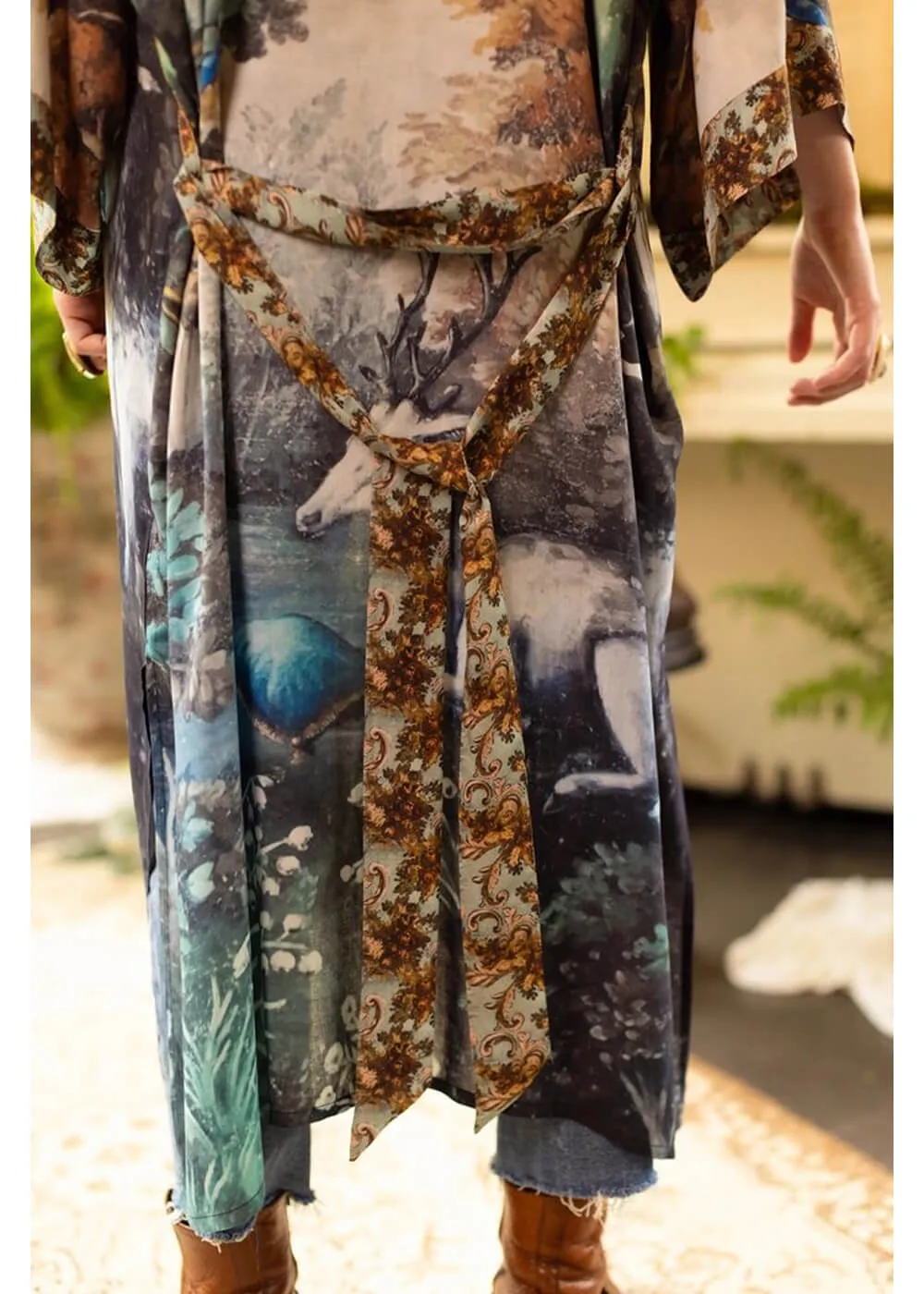 Market Of Stars Theatre Of Dreams Deer Long Kimono Multi