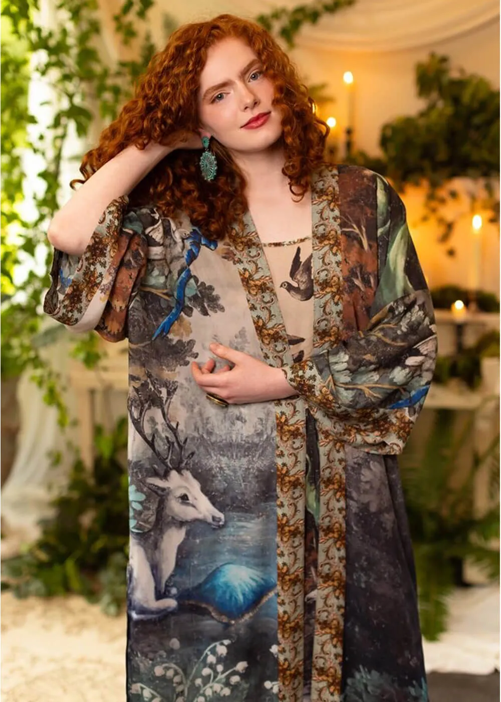 Market Of Stars Theatre Of Dreams Deer Long Kimono Multi