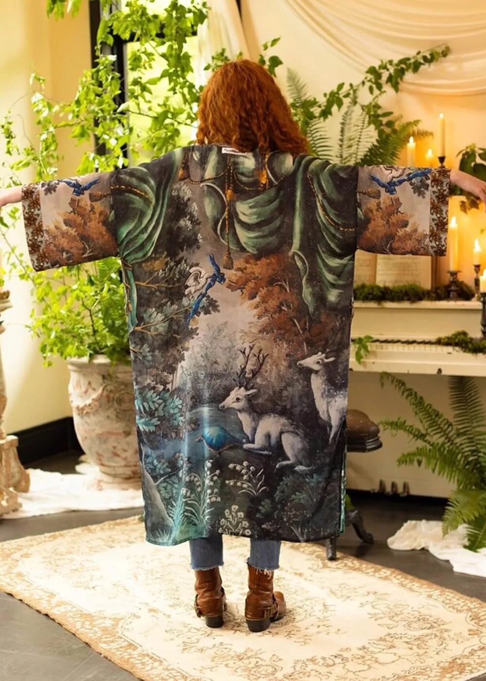 Market Of Stars Theatre Of Dreams Deer Long Kimono Multi
