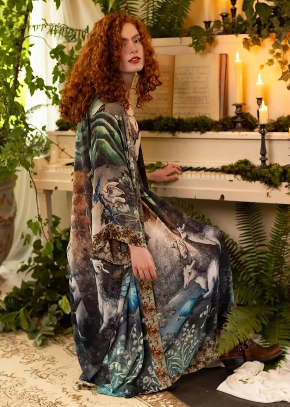 Market Of Stars Theatre Of Dreams Deer Long Kimono Multi