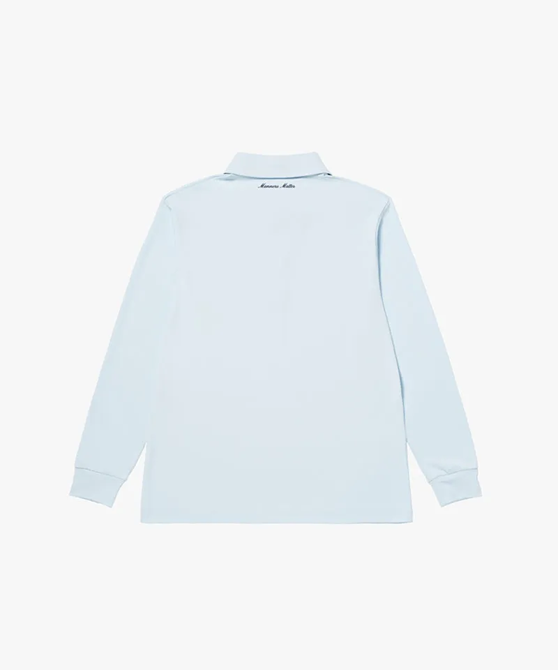 MCC Men's Stretch L/S Polo Shirt - Sky Blue