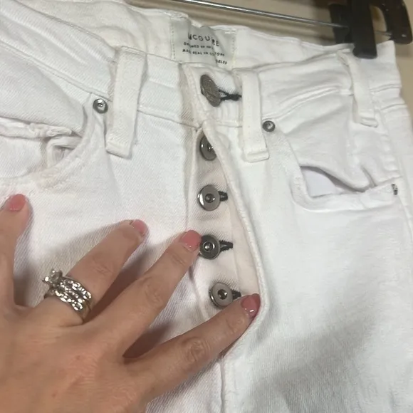 McGuire Skinny Straight Distressed White Jeans Size 25