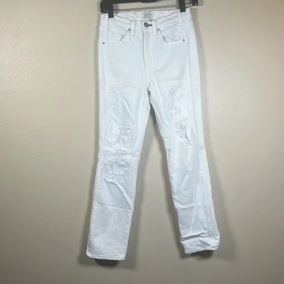 McGuire Skinny Straight Distressed White Jeans Size 25