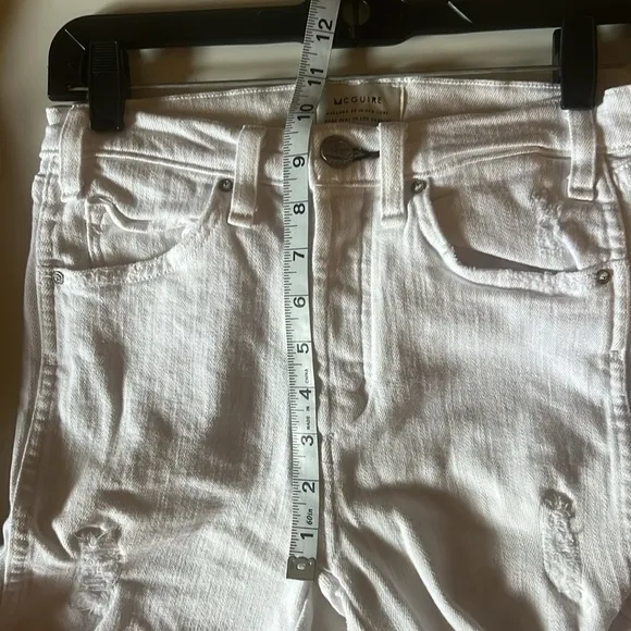 McGuire Skinny Straight Distressed White Jeans Size 25