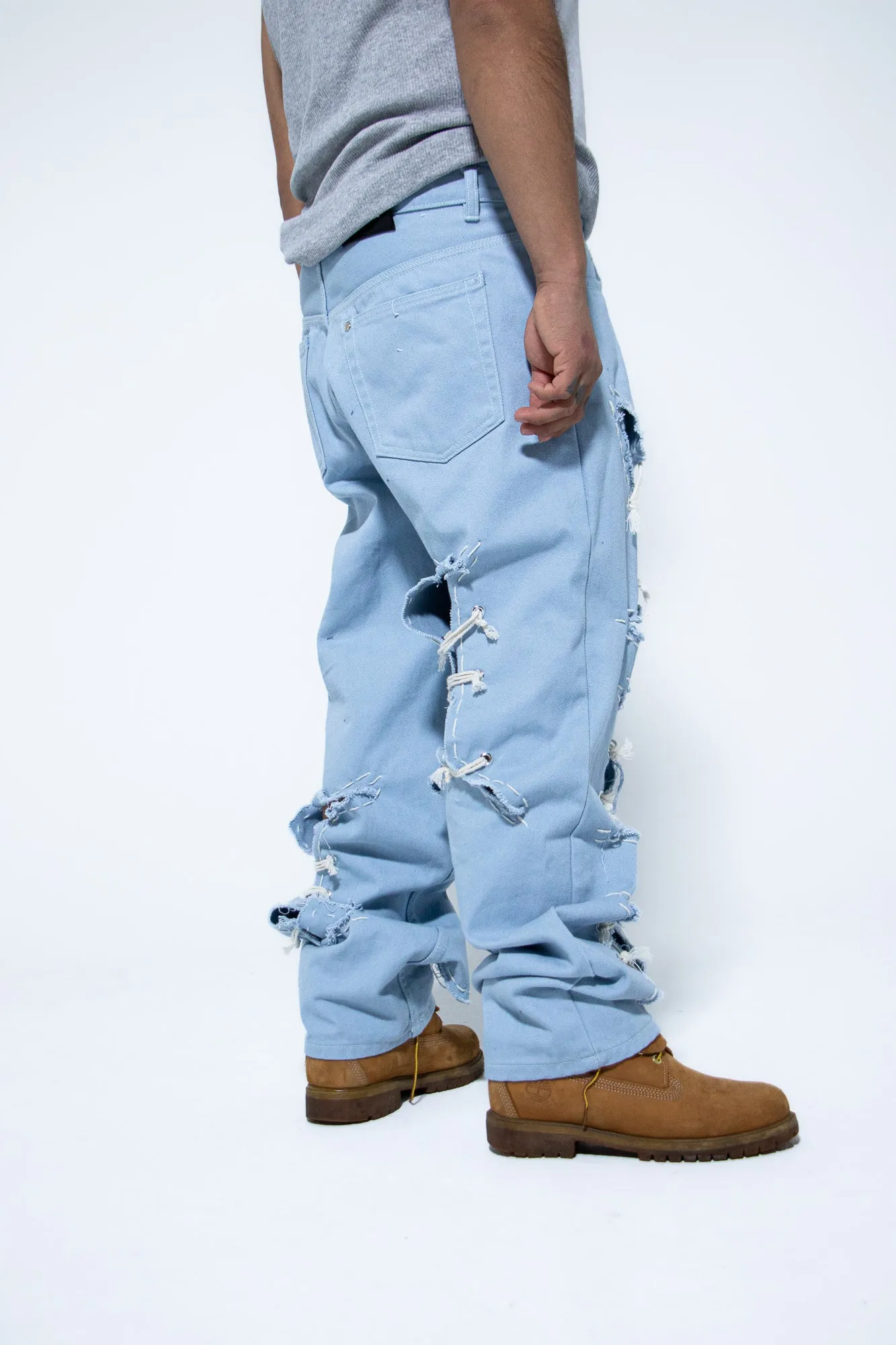 Mediums 1of1 Ripped & Distressed Baby Blue Jeans - Sz 32/30