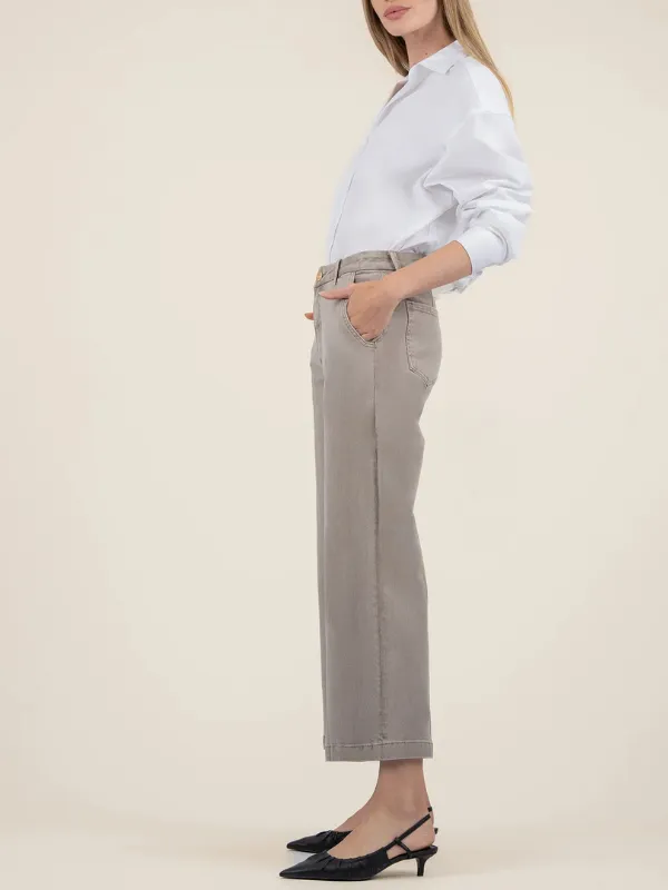Meg High Rise Fab Ab Wide Leg - Coffee Cream