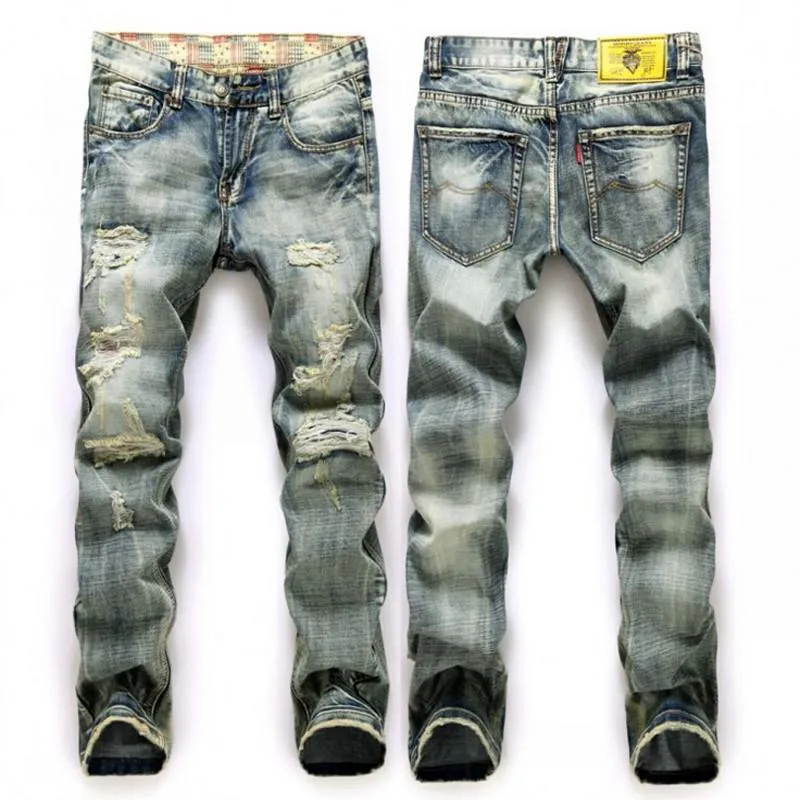 Men's Designer LightWashed Ripped Jeans