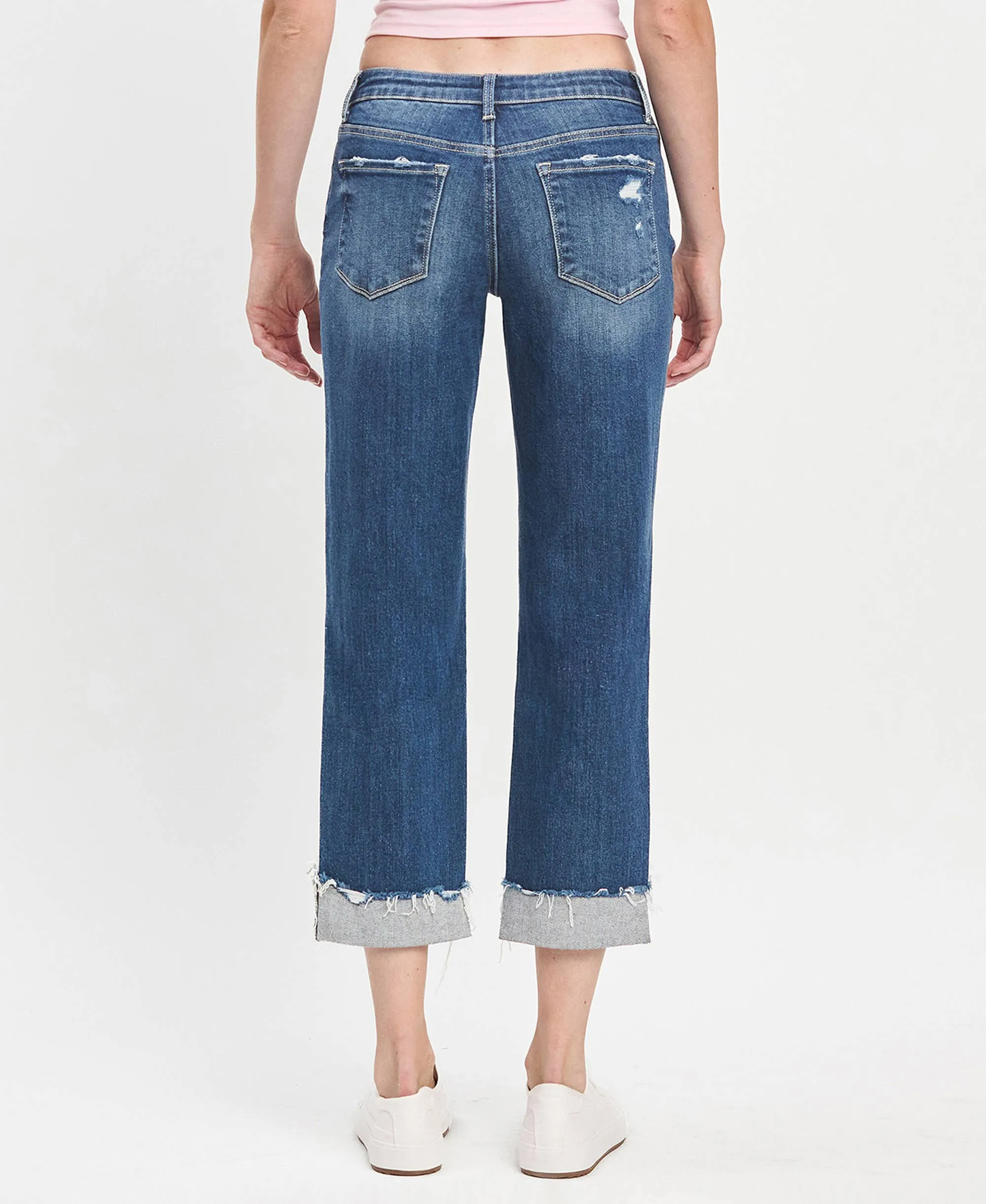 Mid Rise Cuffed Boyfriend Vervet Jeans: Fiery