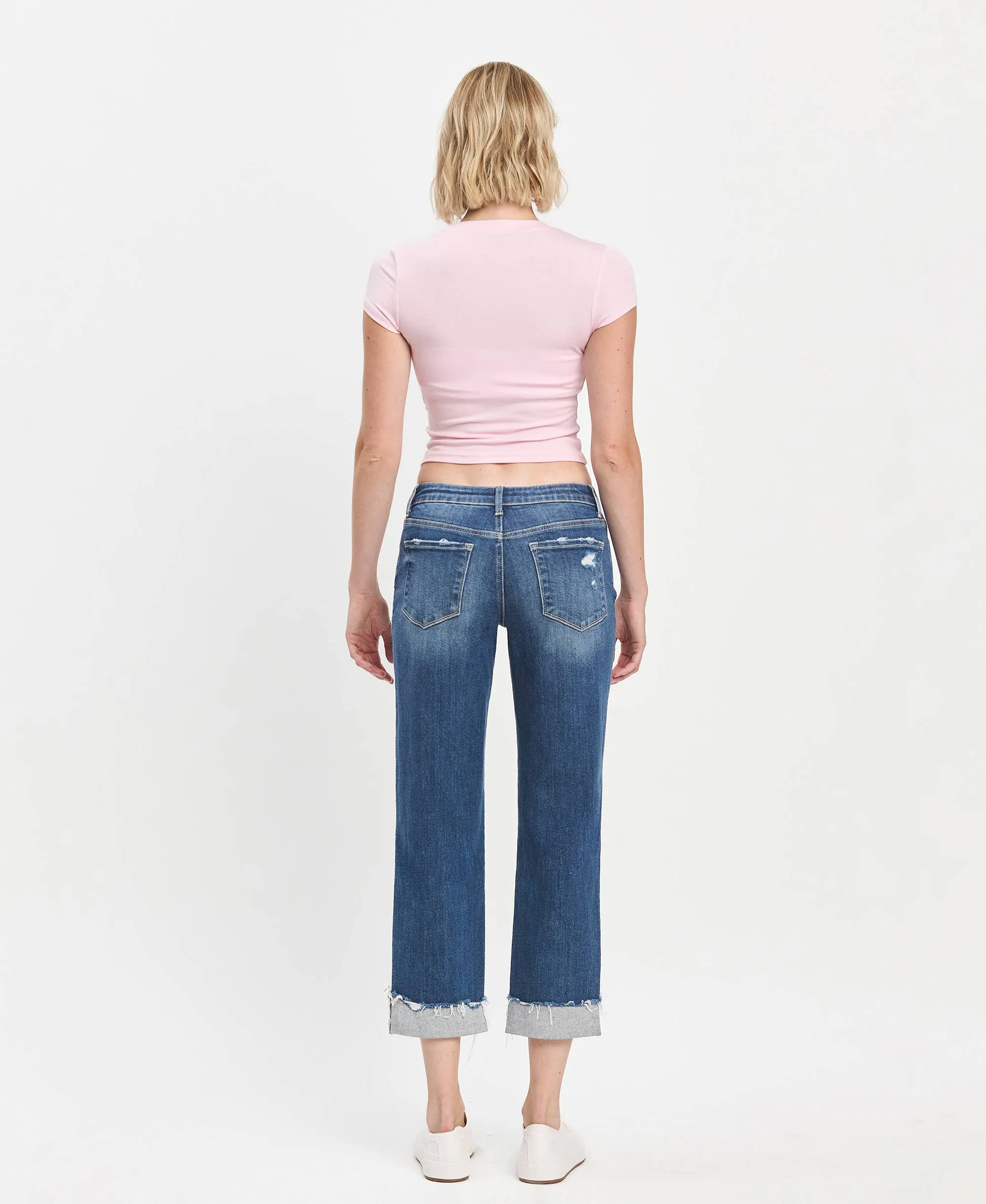Mid Rise Cuffed Boyfriend Vervet Jeans: Fiery