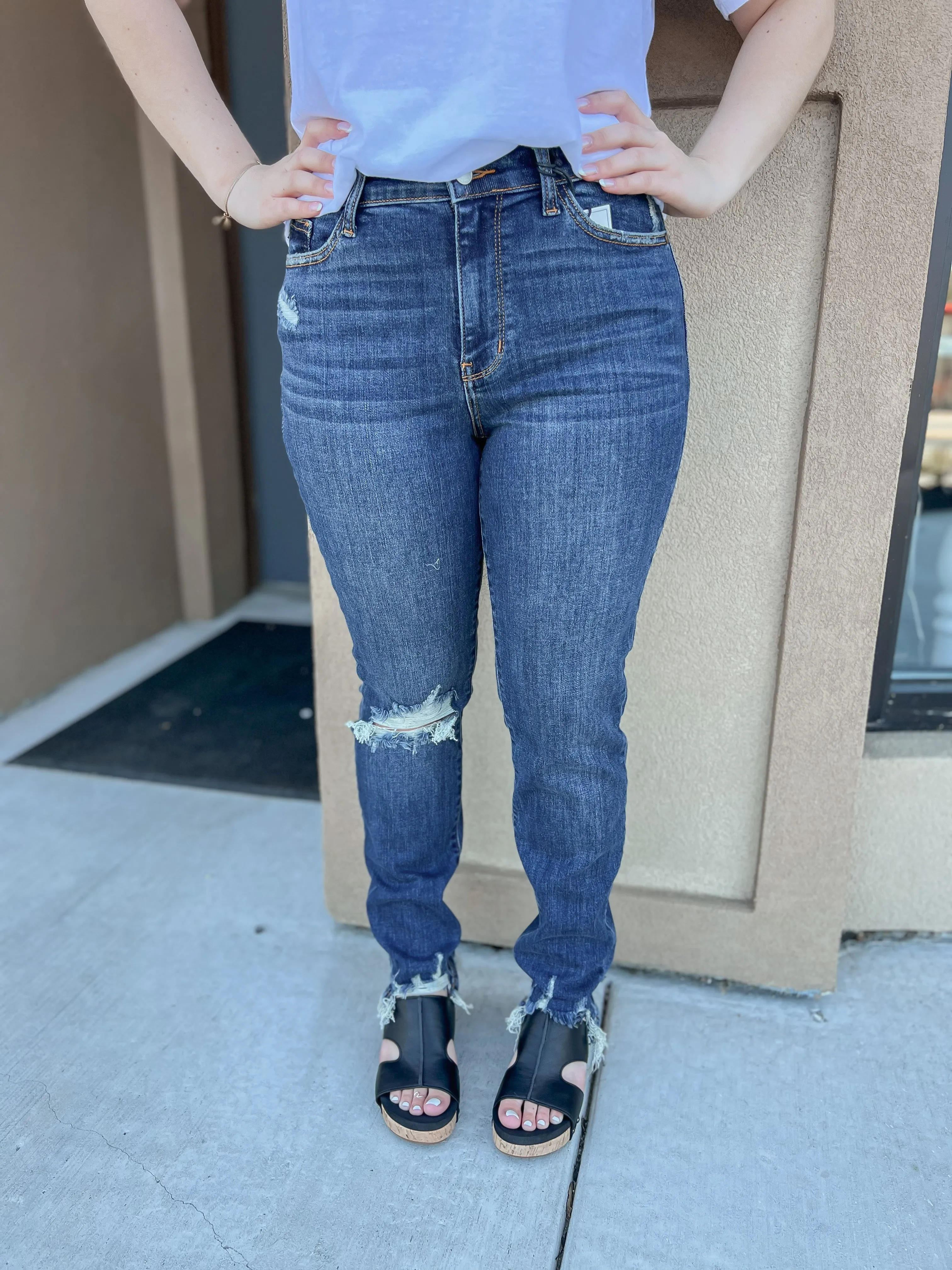 Mid Rise Distressed Hem