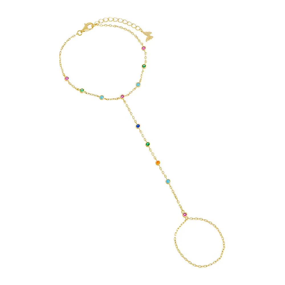 Multi-Colored CZ Station Hand Chain