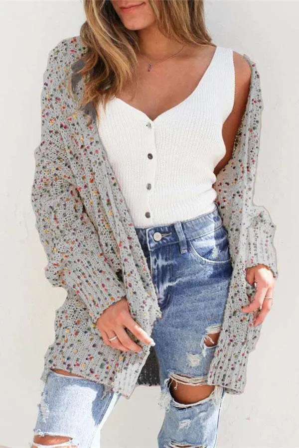 Multicolor Long Sleeve Pocket Cardigan