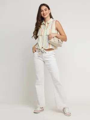 Multicolored Striped Ruffled Shirt