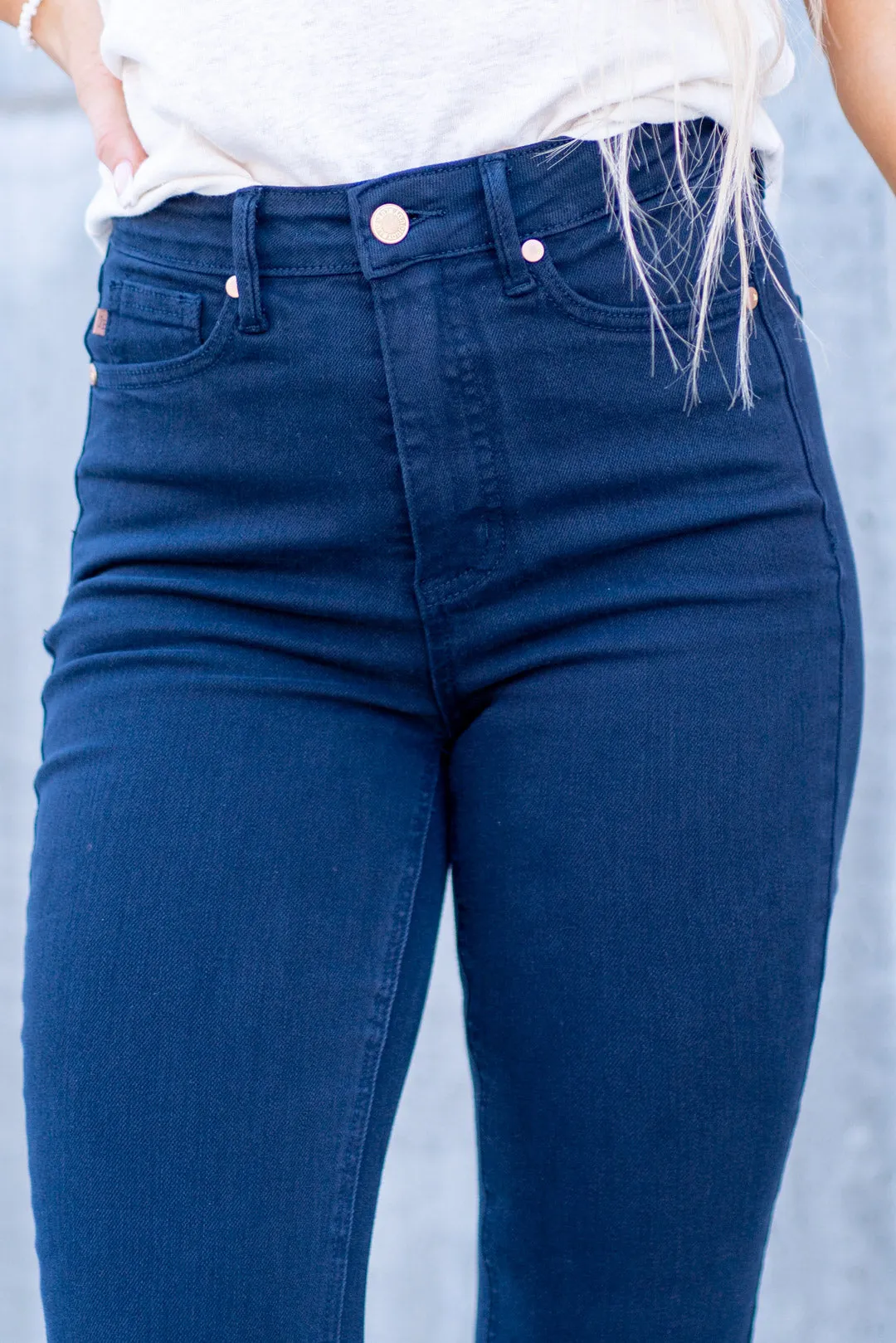 Navy Blue Garment Dyed Tummy Control Skinny Regular & Plus Sizes (Copy)