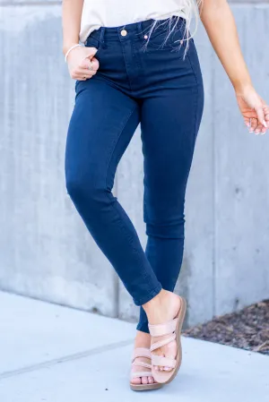 Navy Blue Garment Dyed Tummy Control Skinny Regular & Plus Sizes (Copy)