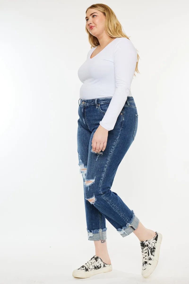 Nelly Mid Rise Boyfriend Jeans (Plus Size)