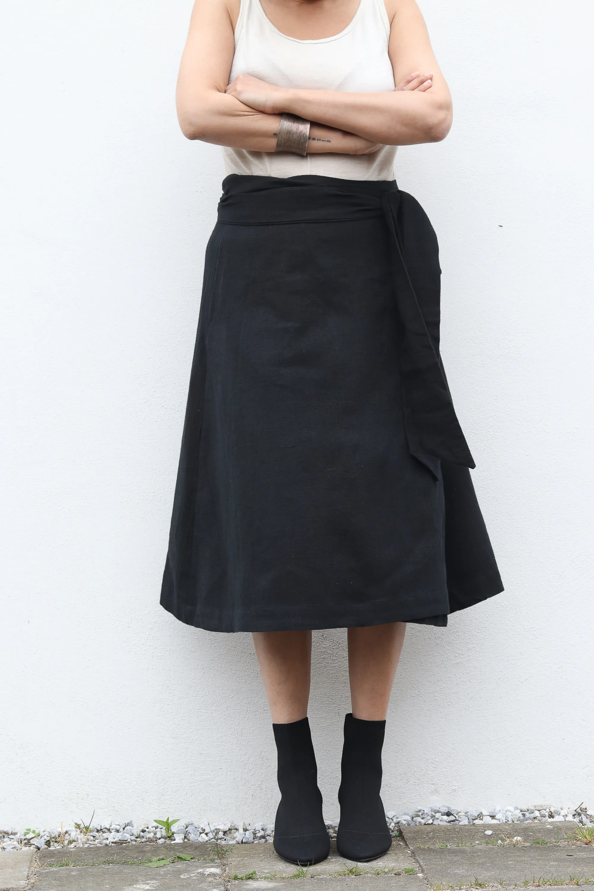 NEW! Cotton Hemp Wrap Skirt Black