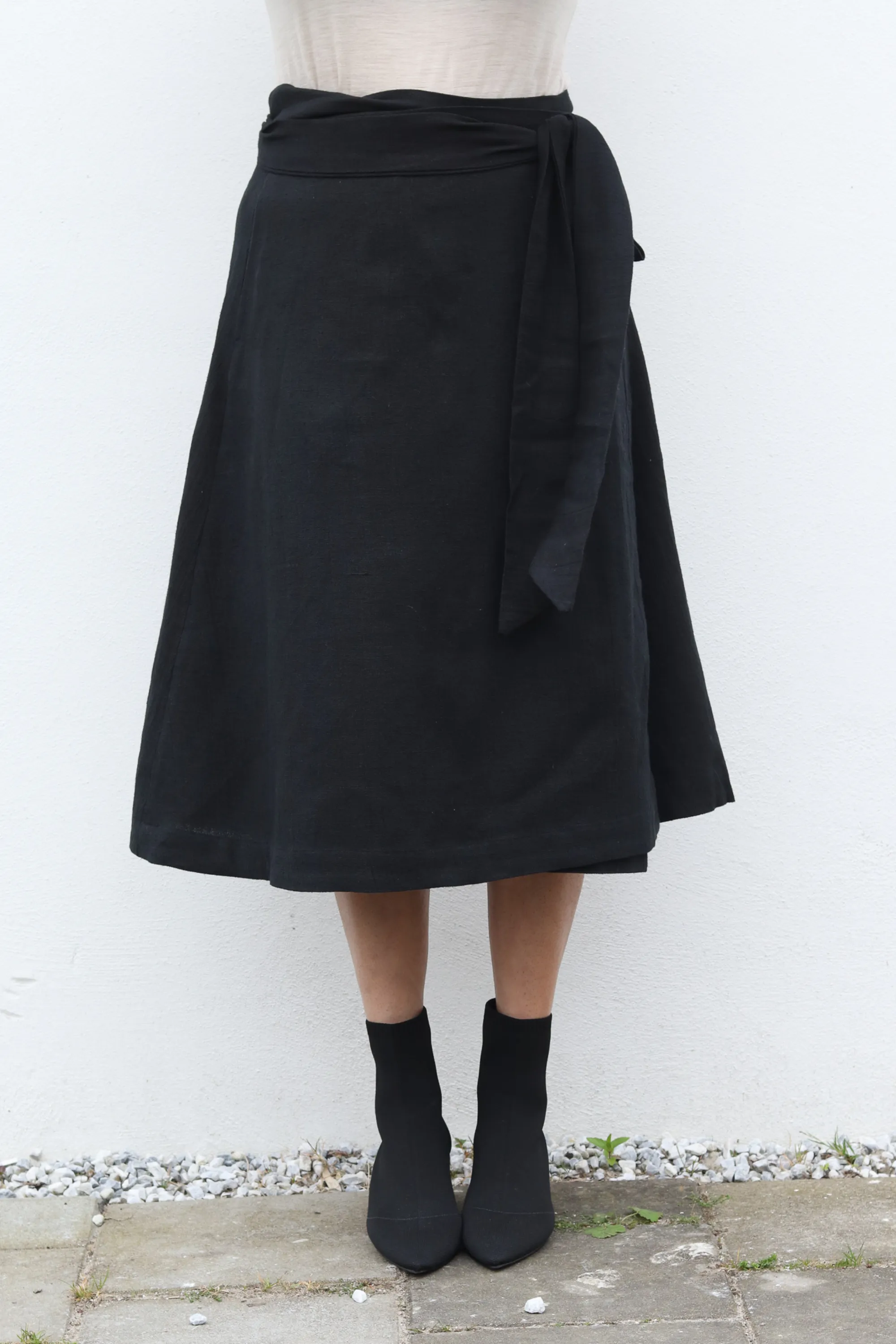 NEW! Cotton Hemp Wrap Skirt Black