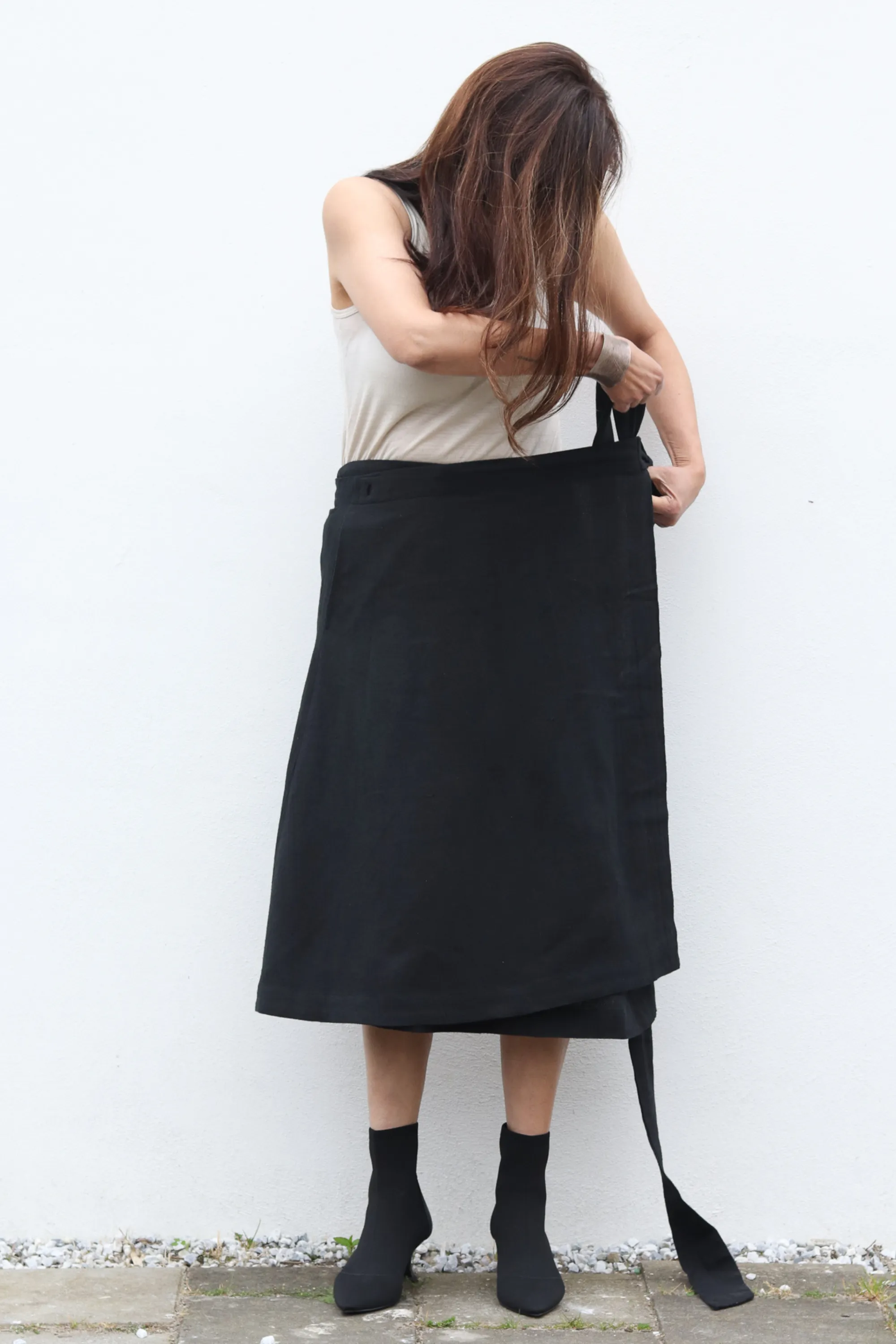 NEW! Cotton Hemp Wrap Skirt Black