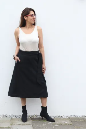 NEW! Cotton Hemp Wrap Skirt Black