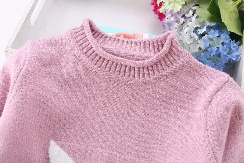 New Spring Girls Animal Print Long Sweater - Grey, Pink, Green