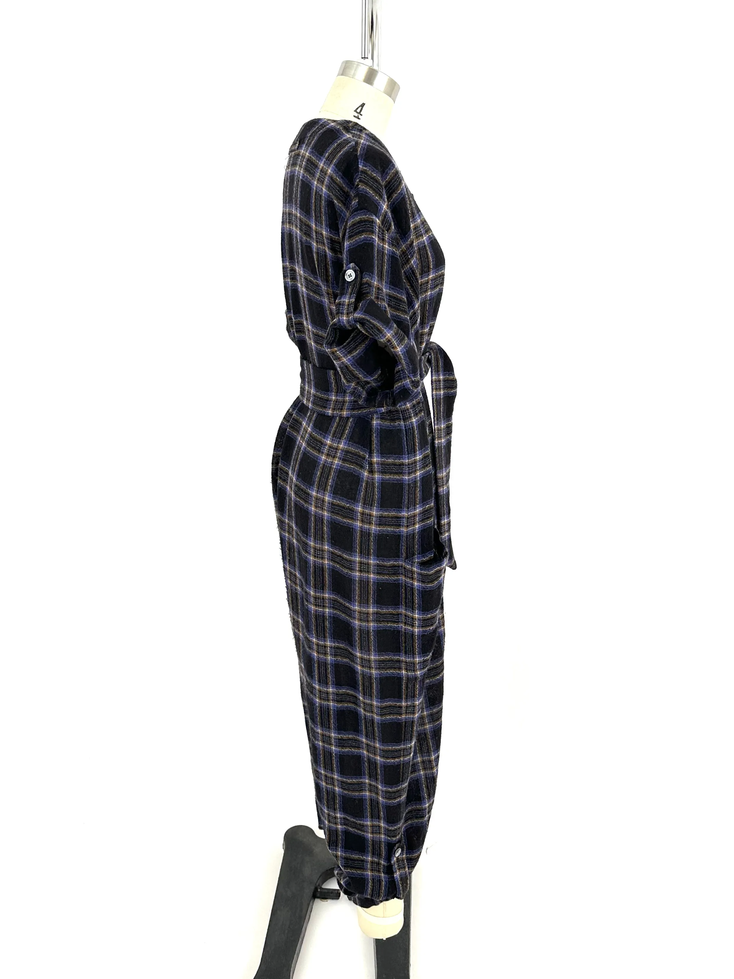 No. 6 Plaid Wool Gauze Jumpsuit