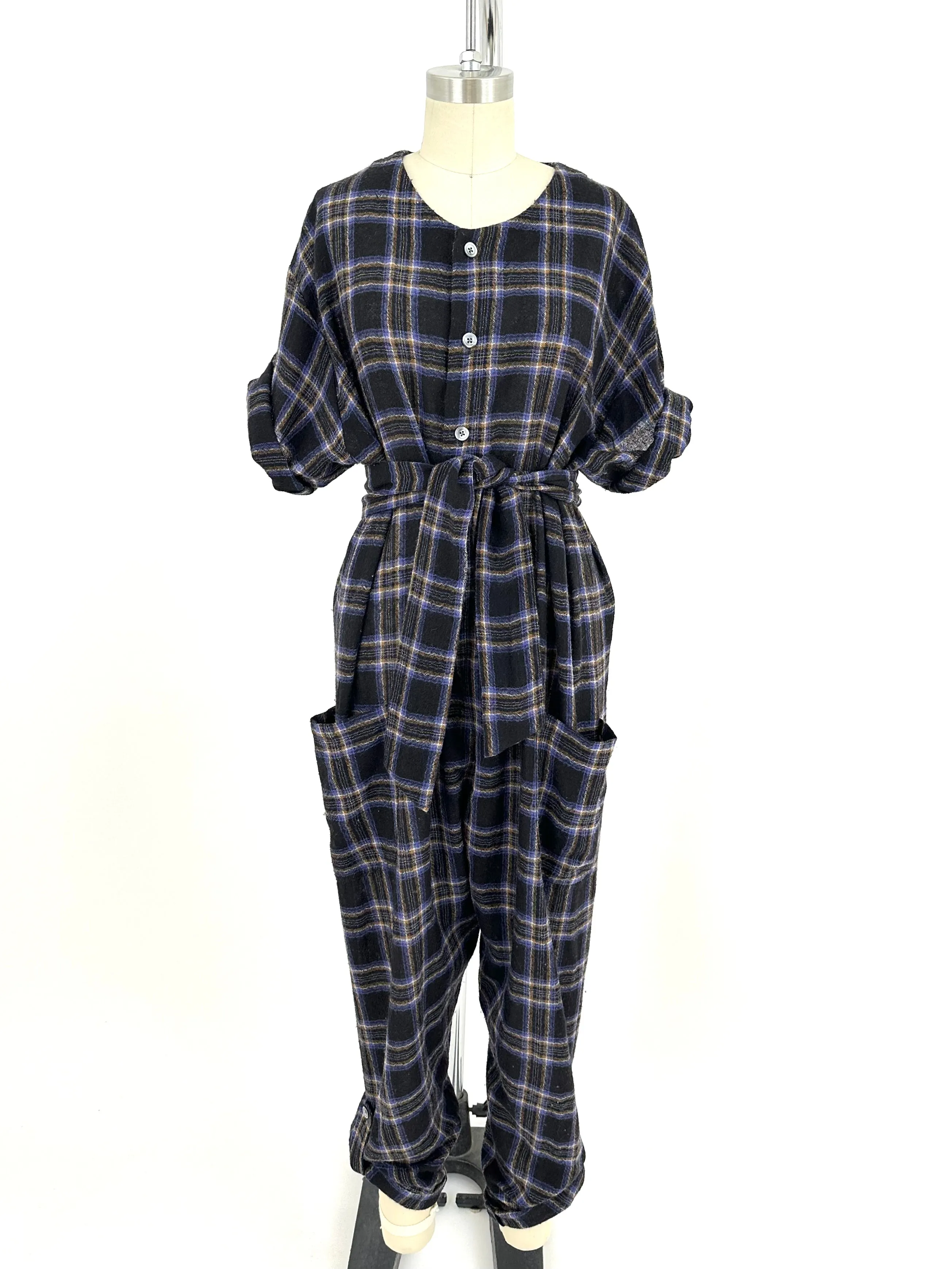 No. 6 Plaid Wool Gauze Jumpsuit