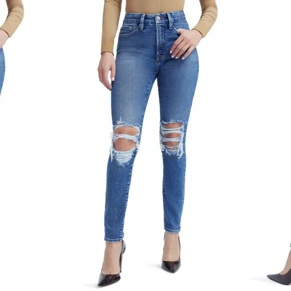NWT GOOD AMERICAN Good Legs Split Back Pocket Skinny Jeans • size 4