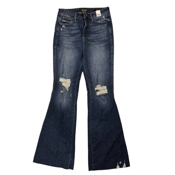 NWT Judy Blue Madison High Rise Tummy Control Top Distressed Flare - Size 9 / 29