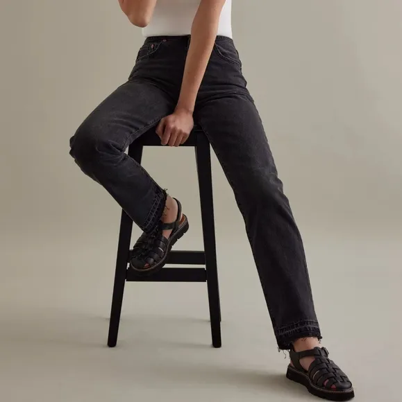 NWT Levi's Premium Waist Not Want Not Black 501 Original Mini Waist Jeans 25x32