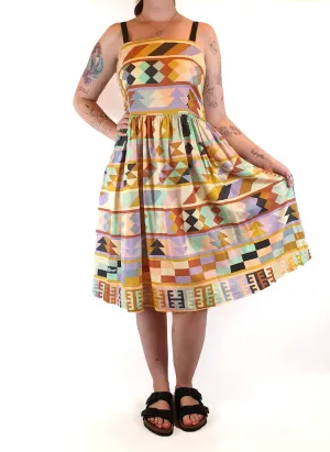 Obus colourful 100% cotton mid-calf sleeveless dress size 3 (best fits size 12)