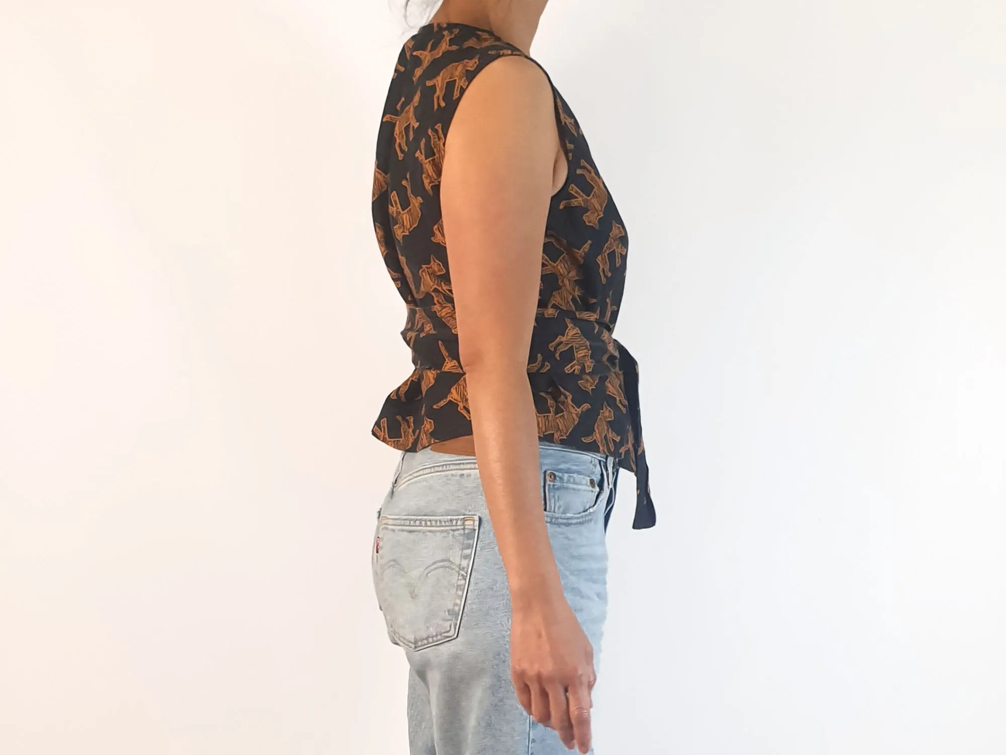Obus fox print wrap top size 10