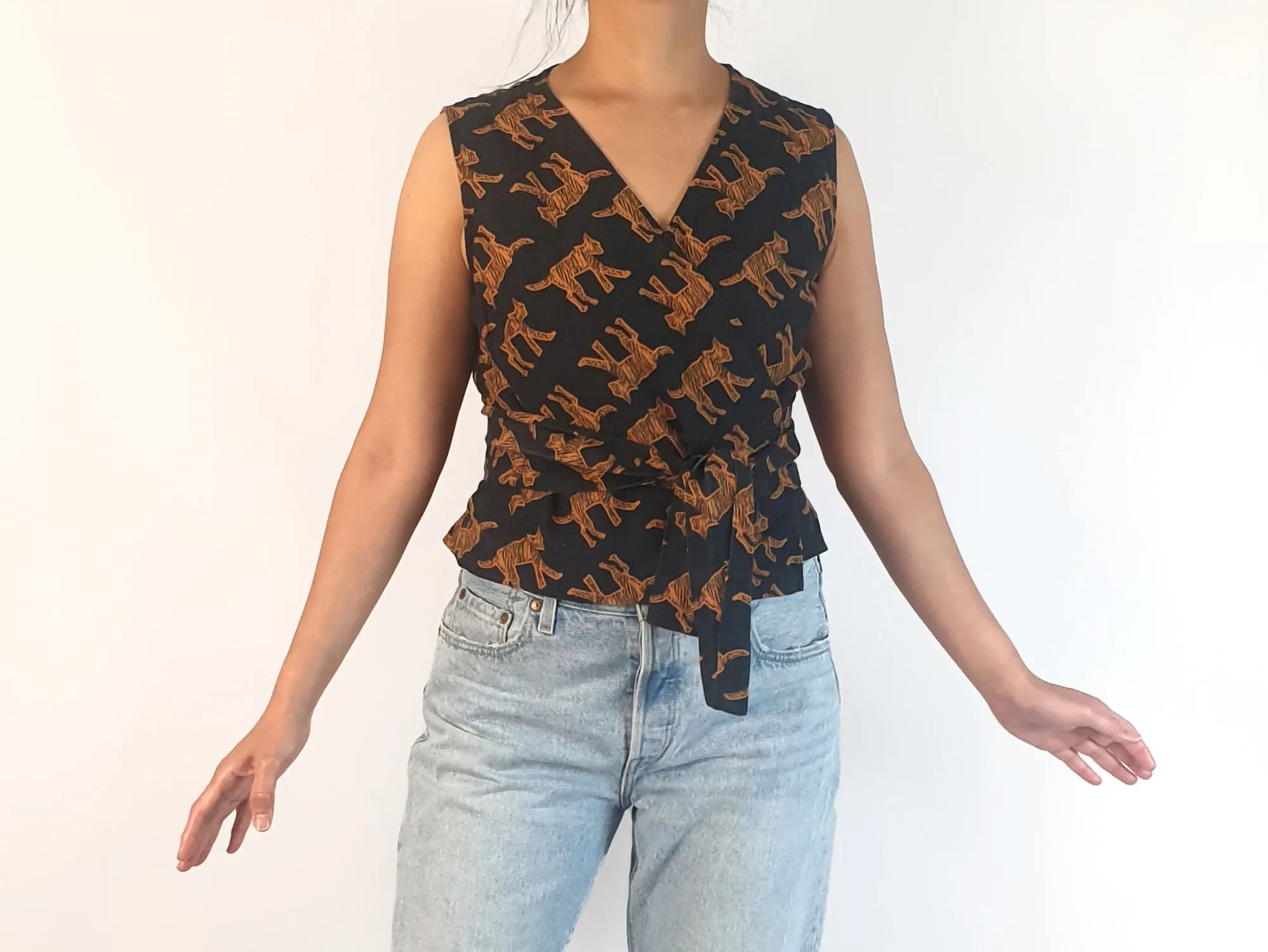 Obus fox print wrap top size 10