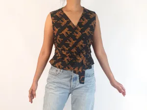 Obus fox print wrap top size 10
