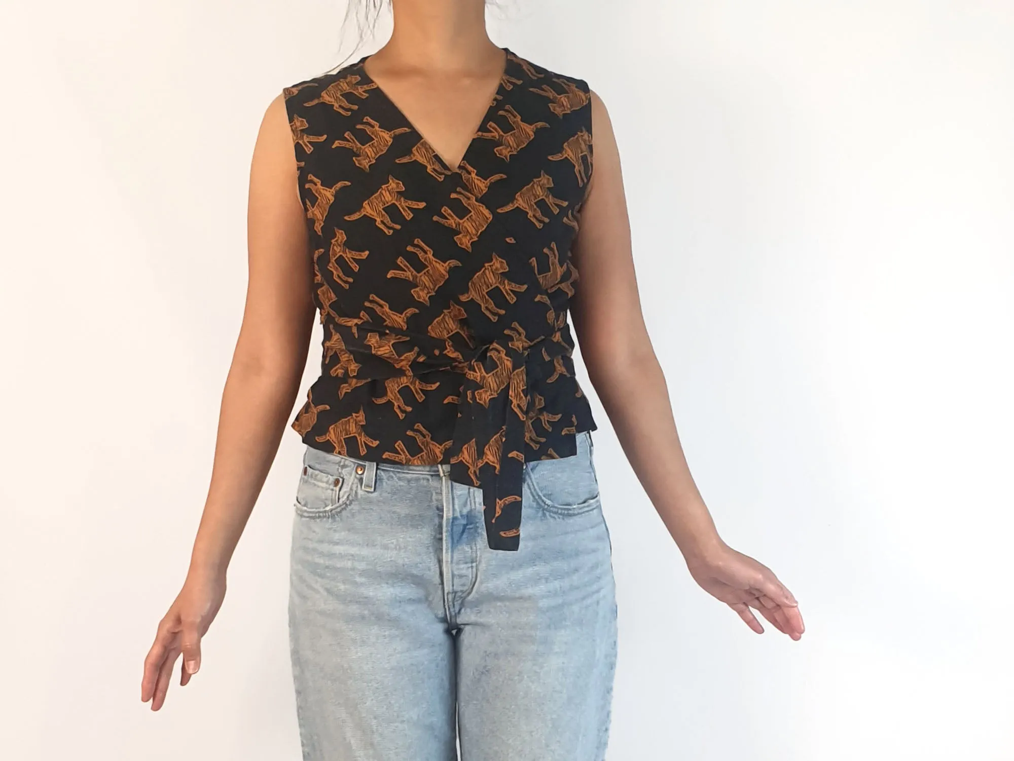 Obus fox print wrap top size 10