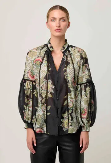 Oncewas II ESPADA Lace Trim Spliced Blouse