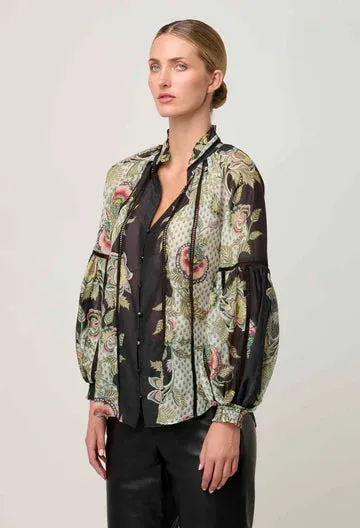 Oncewas II ESPADA Lace Trim Spliced Blouse