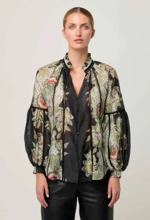 Oncewas II ESPADA Lace Trim Spliced Blouse