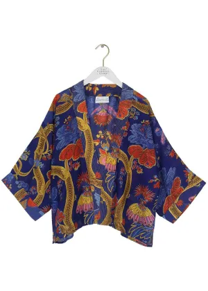 One Hundred Stars Climbing Peacock Korte Kimono Koningsblauw