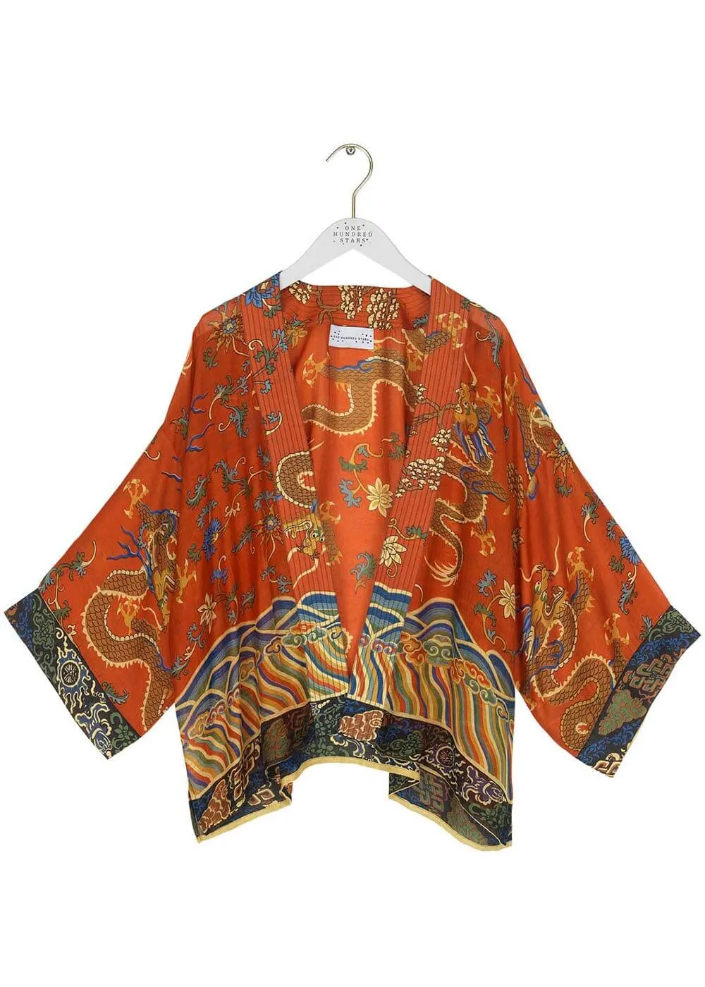 One Hundred Stars Dragon Korte Kimono Roest